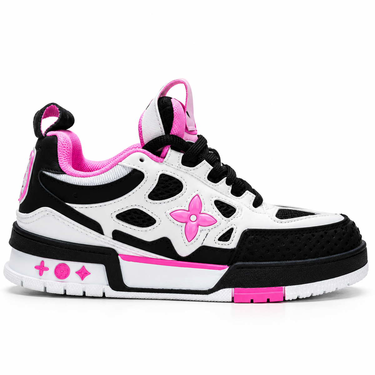 LV Trainer Sneaker –  black, white, pink (kids)