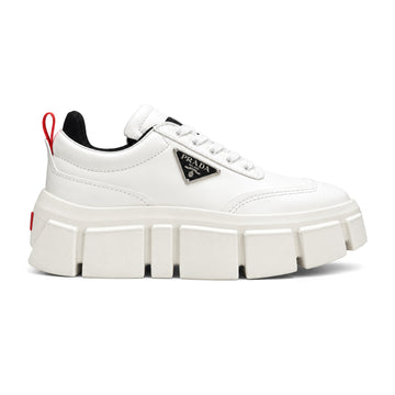 Prada Monolith Brushed Leather Sneaker – White